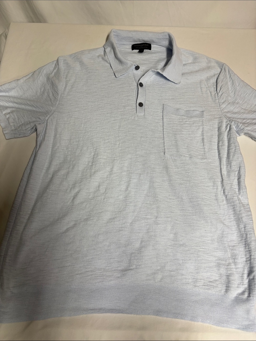 Banana Republic Men’s L 100% Organic Cotton Knit Polo Shirt Light Blue